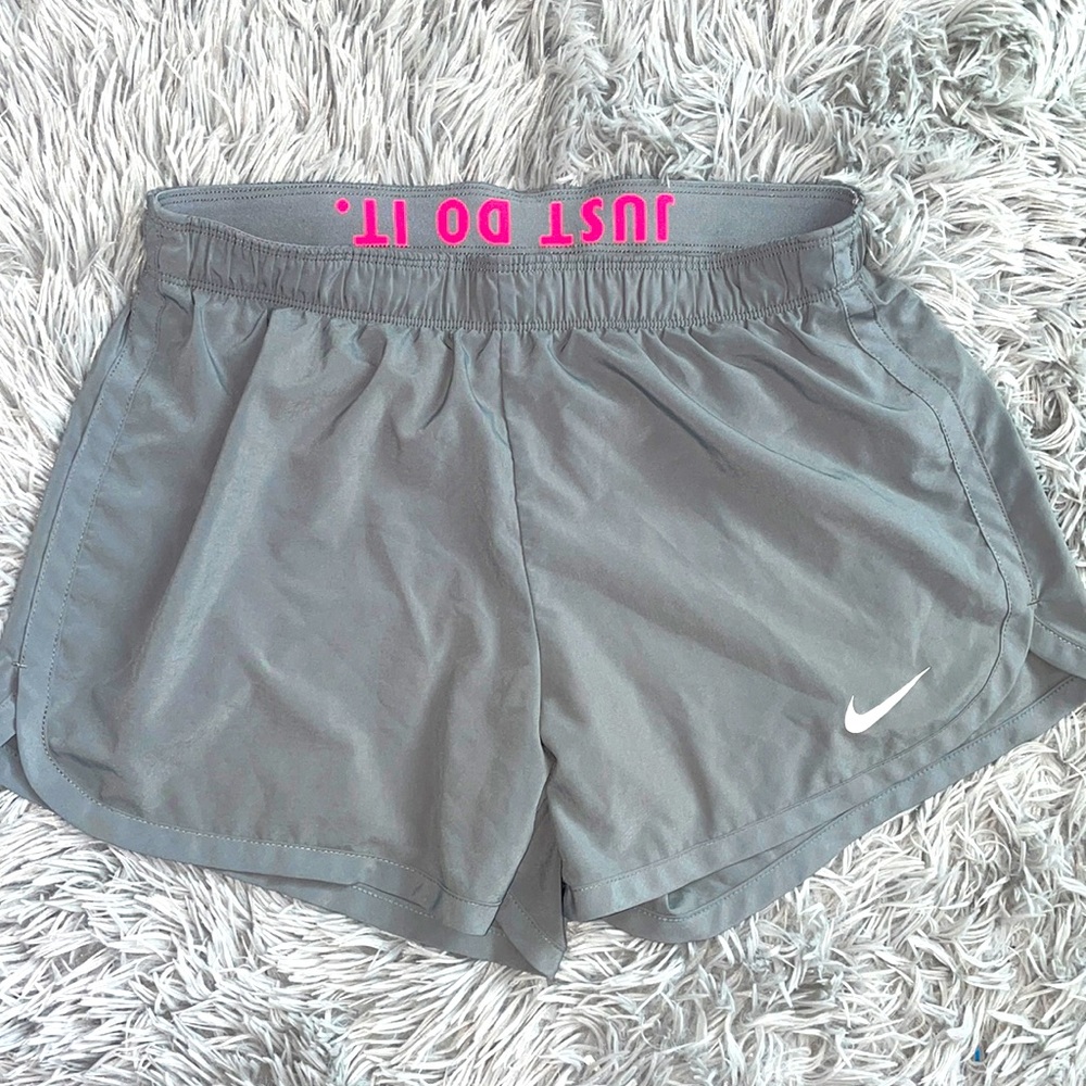 Nike Dri-fit gray and pink running shorts